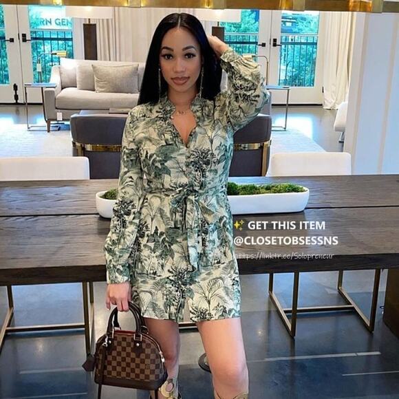 🌿 ZARA Green Printed Shirt Dress NWT | Belted Long Sleeve Collared M - Picture 11 of 16